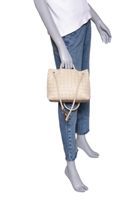 BOTTEGA ANDIAMO SMALL INTRECCIATO CREAM