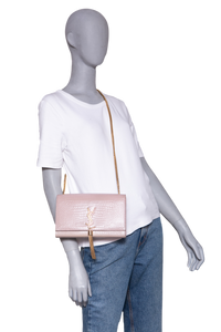 YSL KATE TASSEL CROCO EMBOSSED BEIGE