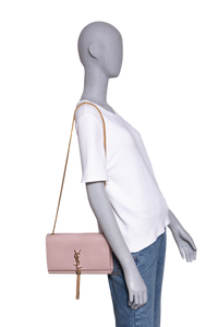 YSL KATE TASSEL CROCO EMBOSSED BEIGE