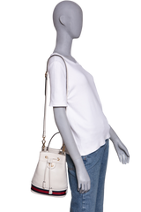 GUCCI BUCKET OPHINIA WEB SMALL LEATHER OFF WHITE