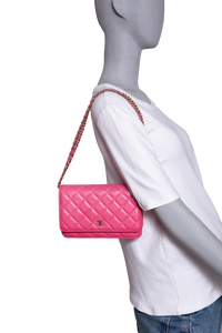 CHANEL WOC CC CAVIAR QUILTED HOT PINK GOLD HDWR