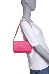CHANEL WOC CC CAVIAR QUILTED HOT PINK GOLD HDWR