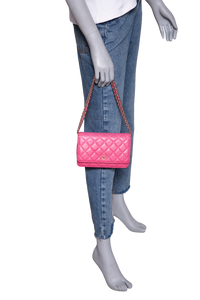 CHANEL WOC CC CAVIAR QUILTED HOT PINK GOLD HDWR