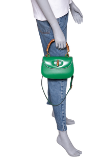 GUCCI BAMBOO 1947 SMALL LEATHER GREEN