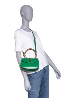 GUCCI BAMBOO 1947 SMALL LEATHER GREEN