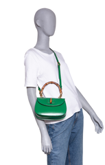GUCCI BAMBOO 1947 SMALL LEATHER GREEN