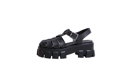 PRADA SANDAL MONOLITH RUBBER BLACK - 34 BR