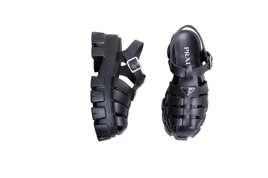 PRADA SANDAL MONOLITH RUBBER BLACK - 34 BR
