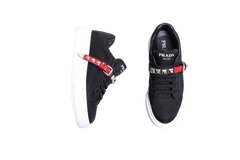 PRADA SNEAKER STUDDED STRAP NYLON BLACK -  37 1/2 BR