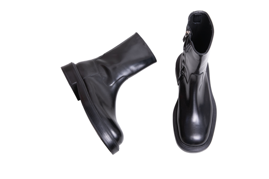 SALVATORE FERRAGAMO BOOTS FARAH LEATHER BLACK - 37.5 BR