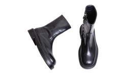 SALVATORE FERRAGAMO BOOTS FARAH LEATHER BLACK - 37.5 BR