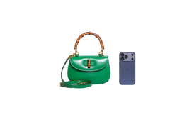 GUCCI BAMBOO 1947 SMALL LEATHER GREEN