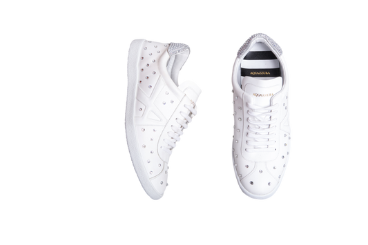 AQUAZZURA SNEAKER CRYSTAL-EMBELLISHED WHITE - 36/36,5 BR