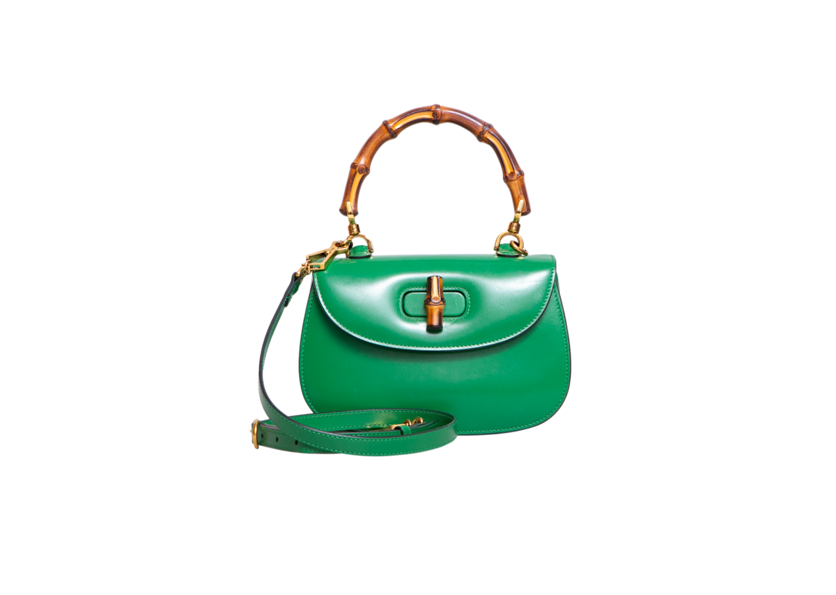 GUCCI BAMBOO 1947 SMALL LEATHER GREEN