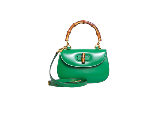 GUCCI BAMBOO 1947 SMALL LEATHER GREEN
