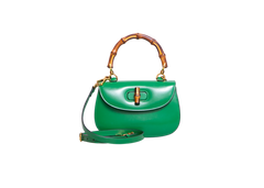 GUCCI BAMBOO 1947 SMALL LEATHER GREEN