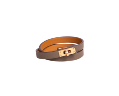 HERMÈS BRACELET MINI KELLY DOUBLE TOUR ÉTOUPE - GOLD HDWR