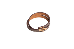 HERMÈS BRACELET MINI KELLY DOUBLE TOUR ÉTOUPE - GOLD HDWR