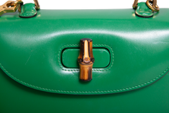 GUCCI BAMBOO 1947 SMALL LEATHER GREEN
