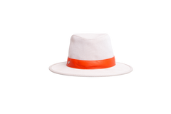 HERMÈS HAT OSSIE TOILE NOISETTE & ORANGE LAMBSKIN