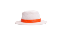 HERMÈS HAT OSSIE TOILE NOISETTE & ORANGE LAMBSKIN