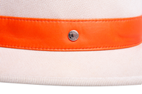 HERMÈS HAT OSSIE TOILE NOISETTE & ORANGE LAMBSKIN