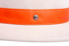 HERMÈS HAT OSSIE TOILE NOISETTE & ORANGE LAMBSKIN