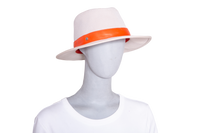 HERMÈS HAT OSSIE TOILE NOISETTE & ORANGE LAMBSKIN