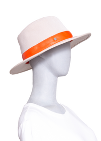 HERMÈS HAT OSSIE TOILE NOISETTE & ORANGE LAMBSKIN