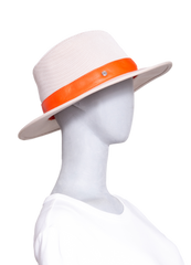 HERMÈS HAT OSSIE TOILE NOISETTE & ORANGE LAMBSKIN