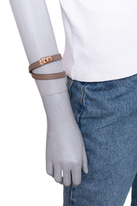 HERMÈS BRACELET MINI KELLY DOUBLE TOUR ÉTOUPE - GOLD HDWR