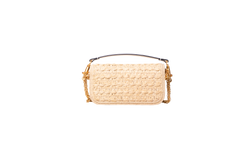 VALENTINO LOCÒ SMALL RAFFIA AND LEATHER NATURAL/IVORY