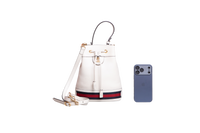GUCCI BUCKET OPHINIA WEB SMALL LEATHER OFF WHITE