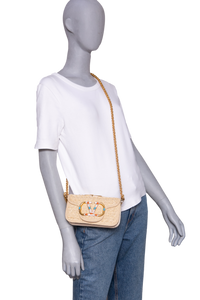 VALENTINO LOCÒ SMALL RAFFIA AND LEATHER NATURAL/IVORY