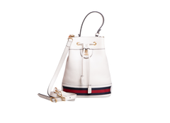 GUCCI BUCKET OPHINIA WEB SMALL LEATHER OFF WHITE