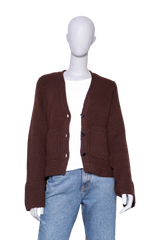 KHAITE CASHMERE CARDIGAN KHAITE SCARLET DARK BROWN WITH A V-NECK