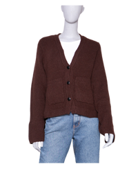 KHAITE CASHMERE CARDIGAN KHAITE SCARLET DARK BROWN WITH A V-NECK