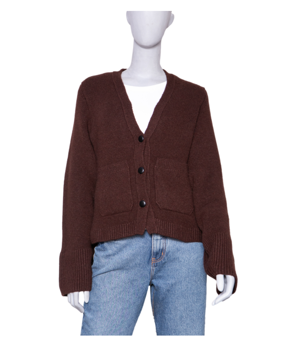 KHAITE CASHMERE CARDIGAN KHAITE SCARLET DARK BROWN WITH A V-NECK