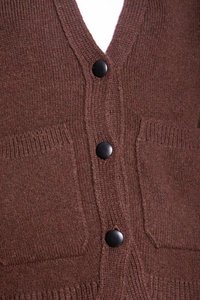 KHAITE CASHMERE CARDIGAN KHAITE SCARLET DARK BROWN WITH A V-NECK