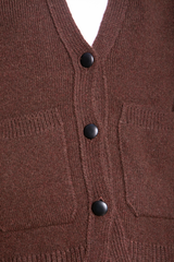 KHAITE CASHMERE CARDIGAN KHAITE SCARLET DARK BROWN WITH A V-NECK