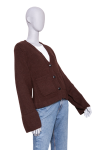 KHAITE CASHMERE CARDIGAN KHAITE SCARLET DARK BROWN WITH A V-NECK
