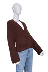 KHAITE CASHMERE CARDIGAN KHAITE SCARLET DARK BROWN WITH A V-NECK
