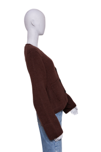 KHAITE CASHMERE CARDIGAN KHAITE SCARLET DARK BROWN WITH A V-NECK