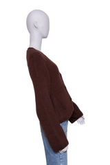 KHAITE CASHMERE CARDIGAN KHAITE SCARLET DARK BROWN WITH A V-NECK