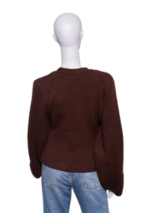 KHAITE CASHMERE CARDIGAN KHAITE SCARLET DARK BROWN WITH A V-NECK