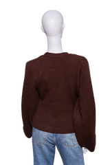 KHAITE CASHMERE CARDIGAN KHAITE SCARLET DARK BROWN WITH A V-NECK