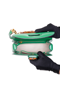 GUCCI BAMBOO 1947 SMALL LEATHER GREEN
