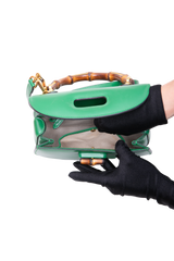 GUCCI BAMBOO 1947 SMALL LEATHER GREEN