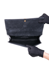 YSL Y LIGNE CLUTCH PATENT BLACK