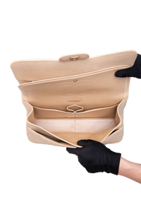 CHANEL CLASSIC DOUBLE FLAP CAVIAR JUMBO PEARLY BEIGE